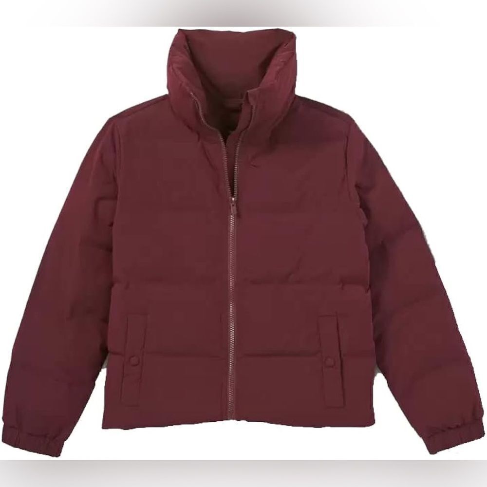 Art Class Girl’s Burgundy High Neck Full Zip Cropped Puffer Jacket Size 4/5